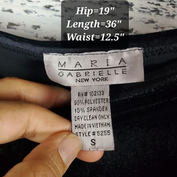 Vintage Maria Gabrielle Black Velvet Maxi Skirt Sz Small Y2K Gothic Glam - Picture 3 of 4